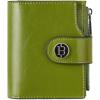imageBOSTANTEN Women Leather Wallet Small RFID Blocking Bifold Zipper Pocket Wallet Card Case with ID Window Beige1Green