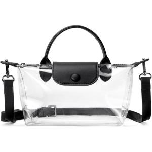 imageBOSTANTEN Clear Bag for Stadium Approved Small Crossbody Purse Handbags for Concerts Sports EventsBlack