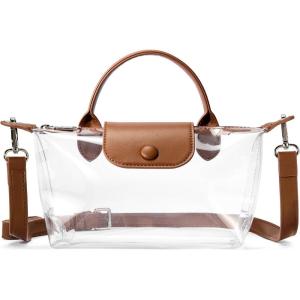 imageBOSTANTEN Clear Bag for Stadium Approved Small Crossbody Purse Handbags for Concerts Sports EventsBrown