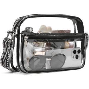 imageBOSTANTEN Clear Bag for Women Stadium Approved Clear Bags Small Crossbody Purse Trendy for Concerts Sports EventsA01black