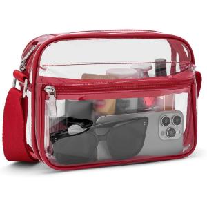 imageBOSTANTEN Clear Bag for Women Stadium Approved Clear Bags Small Crossbody Purse Trendy for Concerts Sports EventsRed