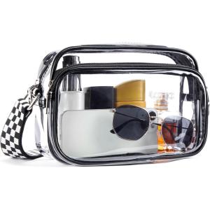 imageBOSTANTEN Clear Bag for Women Stadium Approved Clear Bags Small Crossbody Purse Trendy for Concerts Sports EventsZ03checkered Pattern