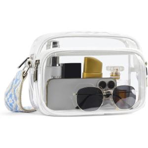 imageBOSTANTEN Clear Bag for Women Stadium Approved Clear Bags Small Crossbody Purse Trendy for Concerts Sports EventsZ06whiteblue