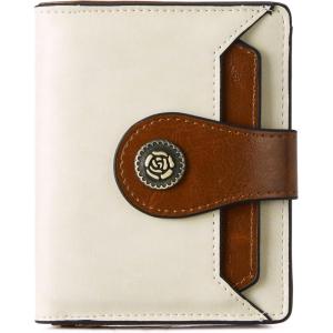 imageBOSTANTEN Leather Wallets for Women RFID Blocking Zipper Pocket Small Bifold Wallet Card Case2Beige