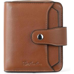 imageBOSTANTEN Leather Wallets for Women RFID Blocking Zipper Pocket Small Bifold Wallet Card Case3brownnapa