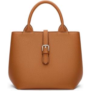 imageBOSTANTEN Satchel Bag for Women Adjustable Shape 3Way Carry Convertible Vegan Leather Tote for Work TravelBrown