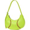 imageBOSTANTEN Baseball Shoulder Purses for Sport Mom Trendy Small Hobo Bag Vegan Leather Women Handbags for Daily EventsFluorescent Green