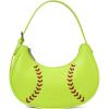 imageBOSTANTEN Baseball Shoulder Purses for Sport Mom Trendy Small Hobo Bag Vegan Leather Women Handbags for Daily EventsFluorescent Green