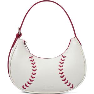 imageBOSTANTEN Baseball Shoulder Purses for Sport Mom Trendy Small Hobo Bag Vegan Leather Women Handbags for Daily EventsBeige
