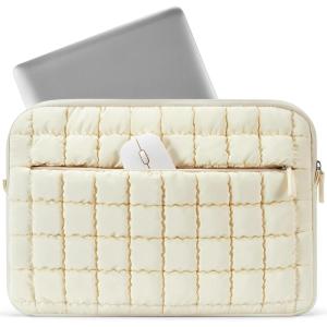 imageBOSTANTEN Laptop Case for MacBook Air 13 Inch M3 2024 Protective Case Quilted Puffy Laptop Sleeve for 13 Inch DellHPASUSMicrosoftAbeige