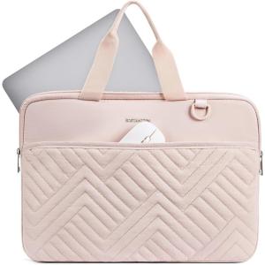 imageBOSTANTEN Laptop Case for MacBook Air 13 Inch M3 2024 Protective Case Quilted Puffy Laptop Sleeve for 13 Inch DellHPASUSMicrosoftD13pink
