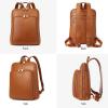 imageBOSTANTEN Genuine Leather Backpack Purse Casual College Travel Bags for Women3brown