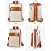 imageBOSTANTEN Leather Laptop Backpack for Women 156 inch Computer Bag Travel Work Daypack Large Size Bag1beigebrown
