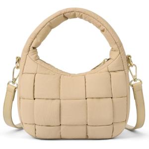 imageBOSTANTEN Crossbody Bags for Women Vegan Leather Purses Quilted Shoulder Handbags with Adjustable Shoulder StrapPkhaki