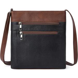 imageBOSTANTEN Crossbody Bags for Women Vegan Leather Purses Quilted Shoulder Handbags with Adjustable Shoulder StrapZ03Black with Brown