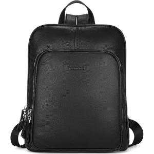 imageBOSTANTEN Genuine Leather Backpack Purse Casual College Travel Bags for Women4black