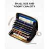 imageBOSTANTEN Credit Card Holder RFID Leather Small Wallets Woman Accordion Zipper Card Wallet BeigeBeige