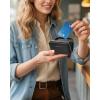 imageBOSTANTEN Credit Card Holder RFID Leather Small Wallets Woman Accordion Zipper Card Wallet BeigeBlack