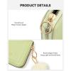 imageBOSTANTEN Credit Card Holder RFID Leather Small Wallets Woman Accordion Zipper Card Wallet BeigeGrass Green