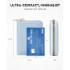 imageBOSTANTEN Credit Card Holder RFID Leather Small Wallets Woman Accordion Zipper Card Wallet BeigeSky Blue