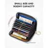 imageBOSTANTEN Credit Card Holder RFID Leather Small Wallets Woman Accordion Zipper Card Wallet BeigeSky Blue