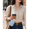 imageBOSTANTEN Credit Card Holder RFID Leather Small Wallets Woman Accordion Zipper Card Wallet BeigeSky Blue