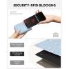 imageBOSTANTEN Credit Card Holder RFID Leather Small Wallets Woman Accordion Zipper Card Wallet BeigeSky Blue