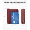 imageBOSTANTEN Credit Card Holder RFID Leather Small Wallets Woman Accordion Zipper Card Wallet BeigeWine Red