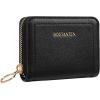imageBOSTANTEN Credit Card Holder RFID Leather Small Wallets Woman Accordion Zipper Card Wallet BeigeBlack