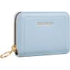 imageBOSTANTEN Credit Card Holder RFID Leather Small Wallets Woman Accordion Zipper Card Wallet BeigeSky Blue