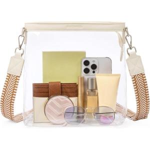 imageBOSTANTEN Clear Bag for Stadium Events Approved Crossbody Purse with Adjustable Strap for Concerts FestivalsBeige