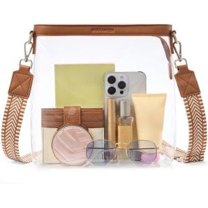 imageBOSTANTEN Clear Bag for Stadium Events Approved Crossbody Purse with Adjustable Strap for Concerts FestivalsBrown