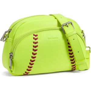 imageBOSTANTEN Baseball Crossbody Purses for Sport Mom Small Shoulder Bag Vegan Leather Women Handbags for EventsPuyellow