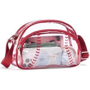 imageBOSTANTEN Baseball Crossbody Purses for Sport Mom Small Shoulder Bag Vegan Leather Women Handbags for EventsRed