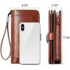 imageBOSTANTEN Leather Wallet for Women RFID Blocking Zip Around Credit Cards Holder Phone Clutch1ABrown