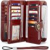 imageBOSTANTEN Leather Wallet for Women RFID Blocking Zip Around Credit Cards Holder Phone Clutch1ARed