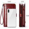 imageBOSTANTEN Leather Wallet for Women RFID Blocking Zip Around Credit Cards Holder Phone Clutch1ARed
