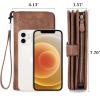 imageBOSTANTEN Leather Wallet for Women RFID Blocking Zip Around Credit Cards Holder Phone Clutch1bbrownrg