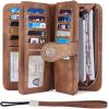 imageBOSTANTEN Leather Wallet for Women RFID Blocking Zip Around Credit Cards Holder Phone Clutch1bbrownrg