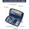 imageBOSTANTEN Leather Wallet for Women RFID Blocking Zip Around Credit Cards Holder Phone ClutchBNavy Blue