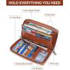 imageBOSTANTEN Leather Wallet for Women RFID Blocking Zip Around Credit Cards Holder Phone ClutchBbrown