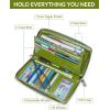 imageBOSTANTEN Leather Wallet for Women RFID Blocking Zip Around Credit Cards Holder Phone ClutchBgreen