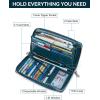 imageBOSTANTEN Leather Wallet for Women RFID Blocking Zip Around Credit Cards Holder Phone ClutchBpeacock Blue