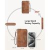 imageBOSTANTEN Leather Wallet for Women RFID Blocking Zip Around Credit Cards Holder Phone ClutchDlight Brown