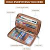 imageBOSTANTEN Leather Wallet for Women RFID Blocking Zip Around Credit Cards Holder Phone ClutchDlight Brown