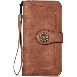 imageBOSTANTEN Leather Wallet for Women RFID Blocking Zip Around Credit Cards Holder Phone Clutch1NapaBrown