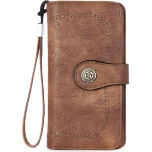 imageBOSTANTEN Leather Wallet for Women RFID Blocking Zip Around Credit Cards Holder Phone Clutch1bbrownrg