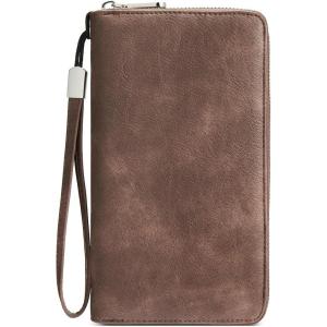 imageBOSTANTEN Leather Wallet for Women RFID Blocking Zip Around Credit Cards Holder Phone ClutchDCoffee Brown