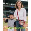 imageBOSTANTEN Baseball Crossbody Bags for Women Small Round Purse with Card Slots Cute Vegan Leather Shoulder Bag for Game DayRed