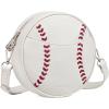 imageBOSTANTEN Baseball Crossbody Bags for Women Small Round Purse with Card Slots Cute Vegan Leather Shoulder Bag for Game DayBeige